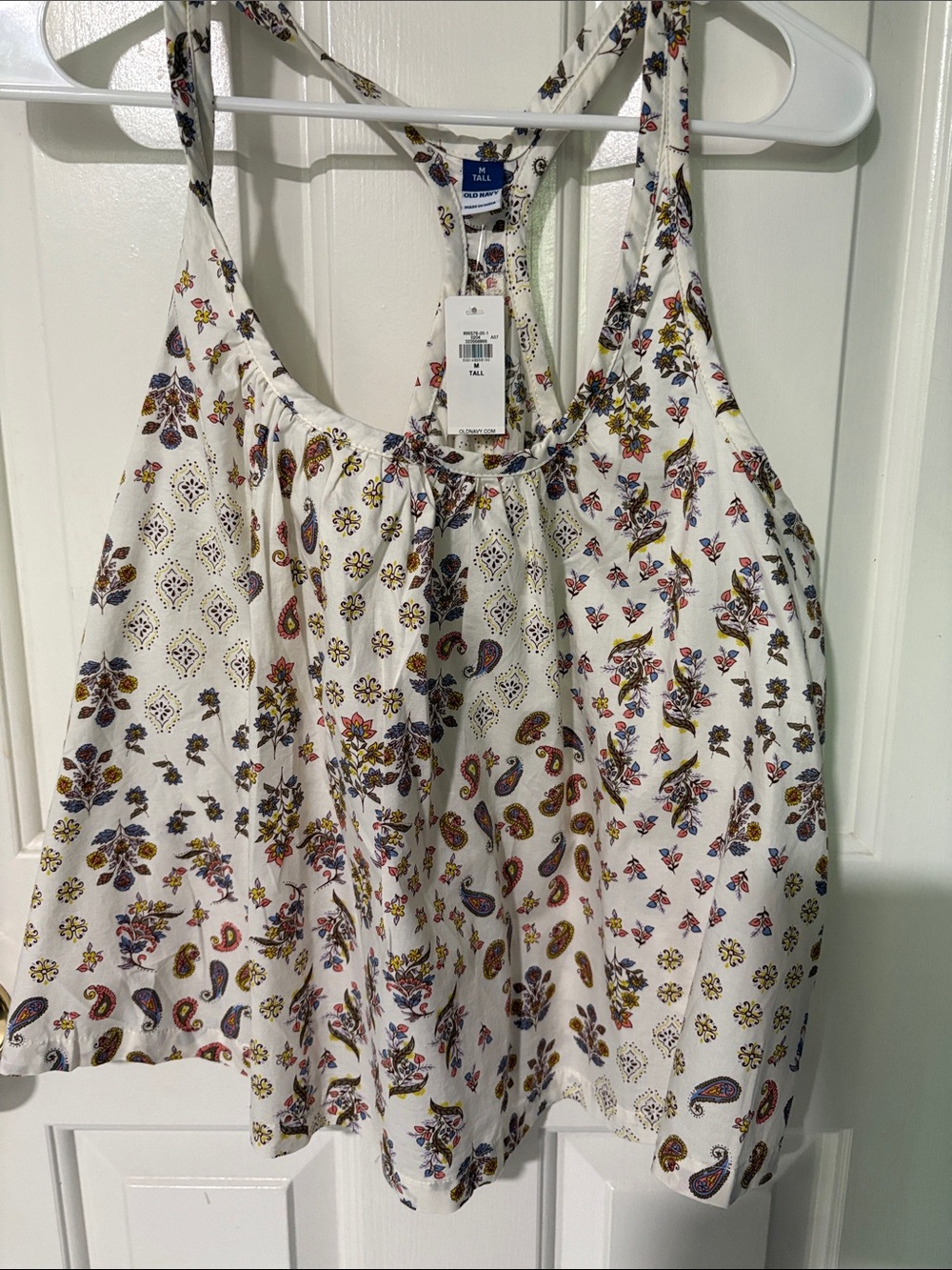 Old Navy Floral Tank Top in White & Multicolor Size Medium Tall - New with Tags!